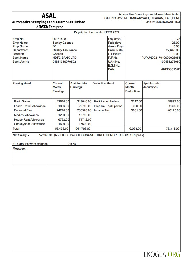 Emboutissages et assemblages automobilesFilet de paie limité